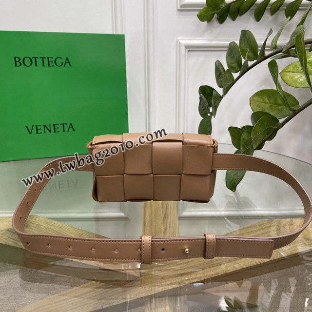 Bottega veneta高端女包 KF0015焦糖色 寶緹嘉CAEESTTE腰包 BV經典款手工編織手包腰包胸包斜挎包  gxz1211